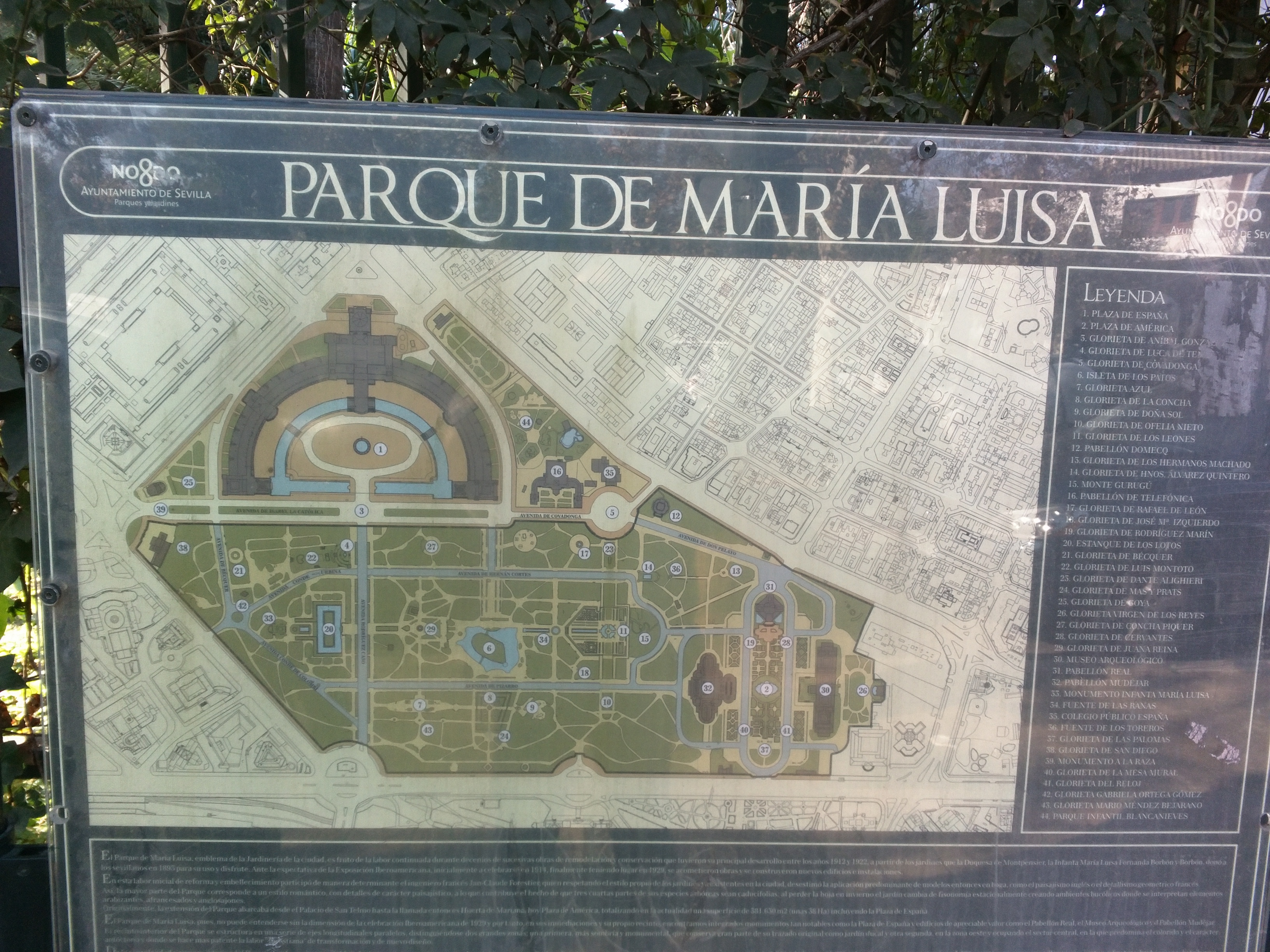 Plan du Parc de Maria Luisa